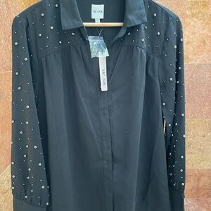 NIC+ZOE Black Beaded Women's Top